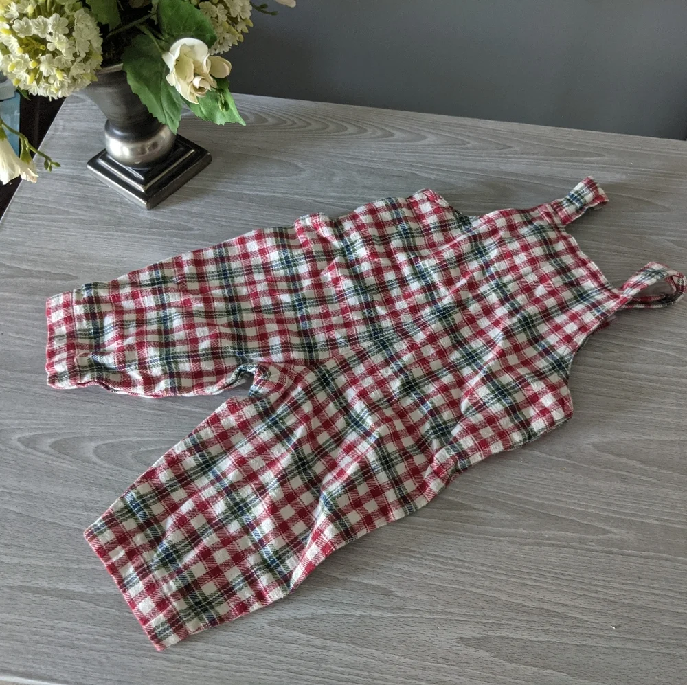 Talbot's Plaid Overalls & Body Suit